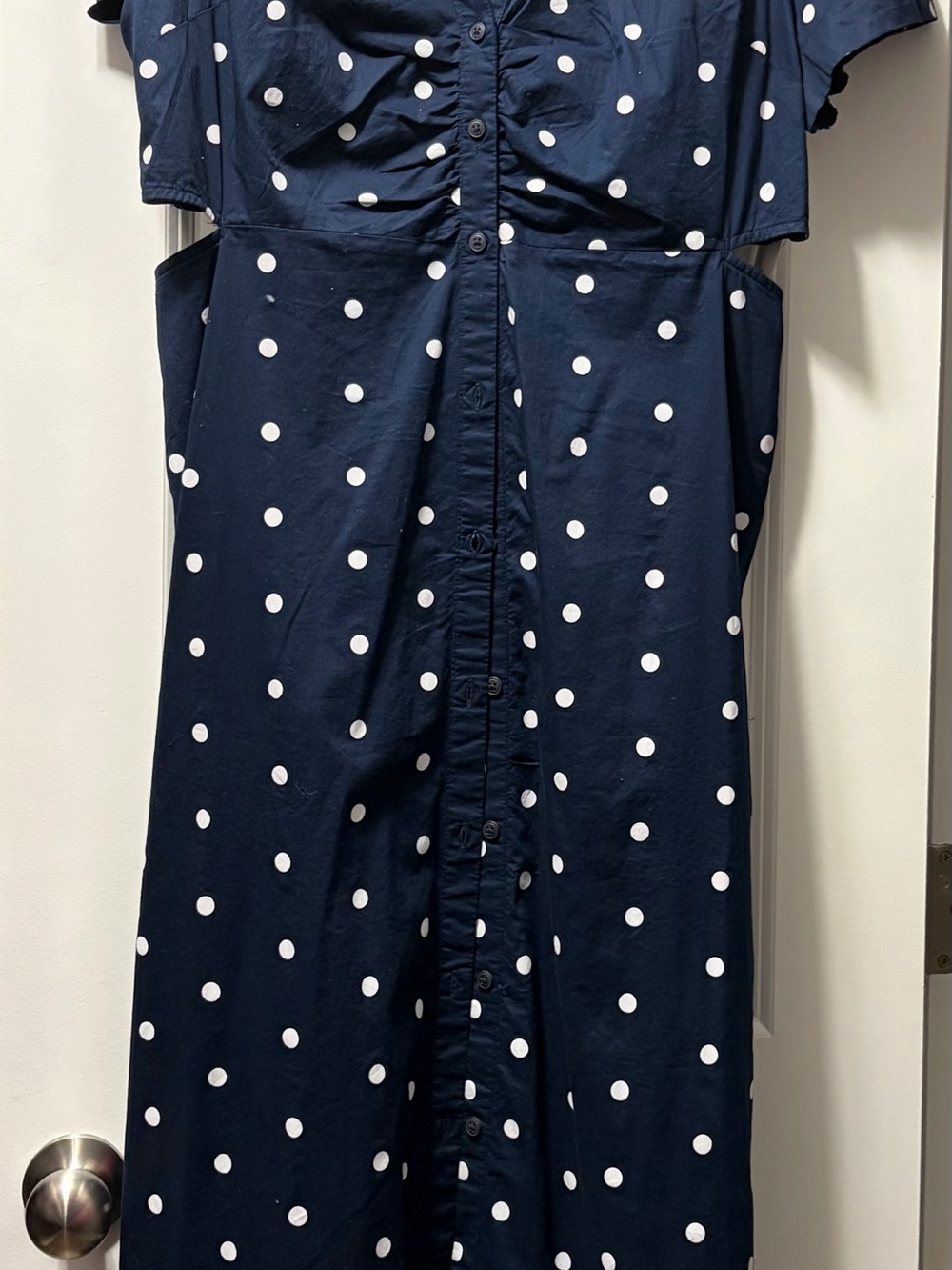Old Navy Navy and White Polka Dot Maxi Dress
